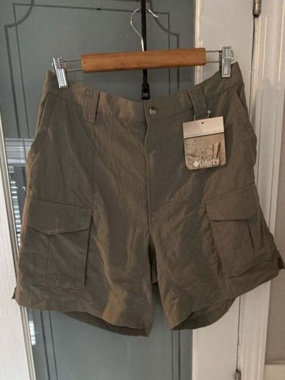 Columbia Sportswear Mens Medium Cargo Hiking Shorts Nylon Olive Green